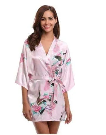 Peignoir kimono court traditionnel style élégant rose / s Peignoir et bain