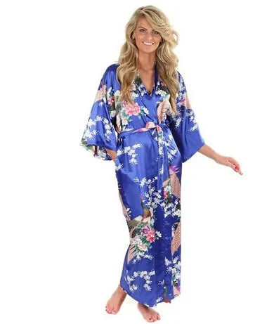 Peignoir kimono élégant bleu pour femme m Peignoir et bain