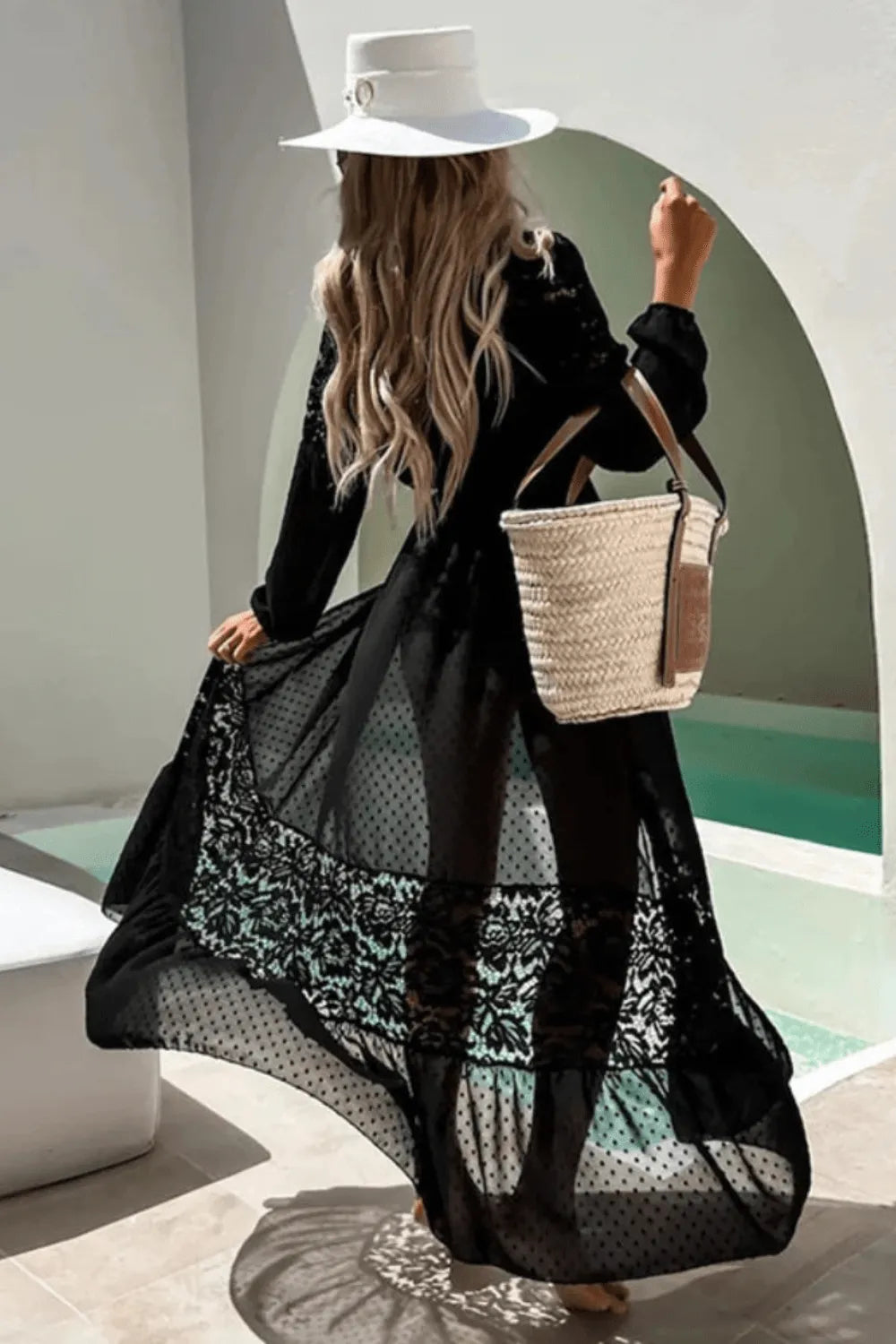 Peignoir kimono élégant en dentelle pour femme Peignoir et bain