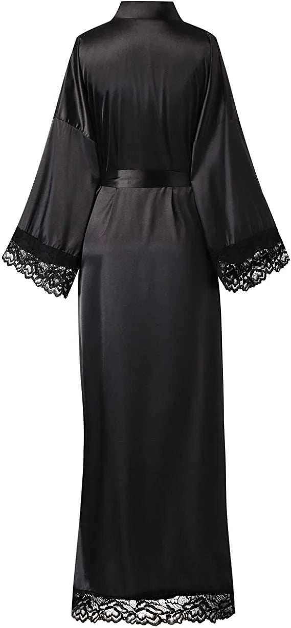 Peignoir kimono élégant extra long pour femme Peignoir et bain