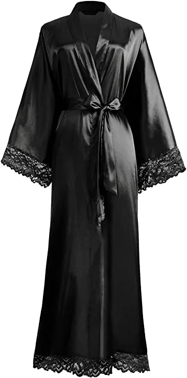 Peignoir kimono élégant extra long pour femme Peignoir et bain