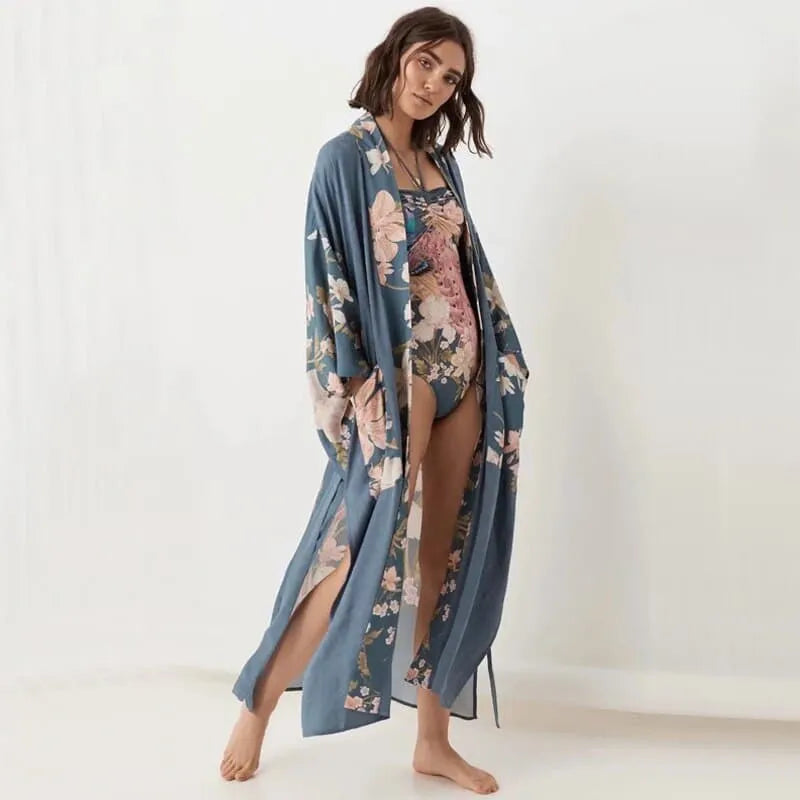 Peignoir kimono élégant manches longues pour femme s Peignoir et bain