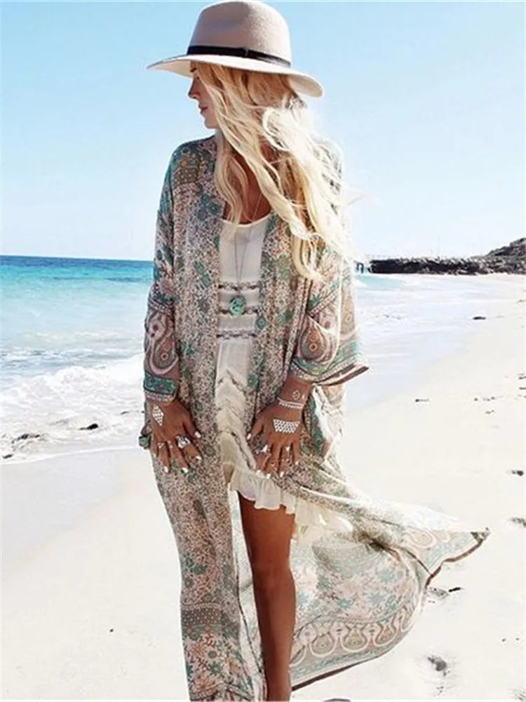 Peignoir kimono élégant pour femme plage légère Taille unique Peignoir et bain