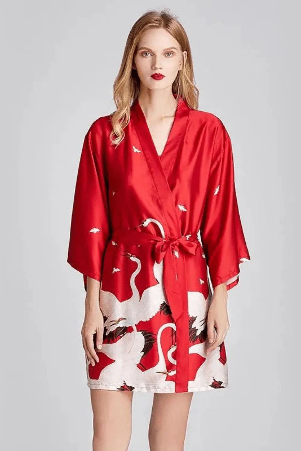 Peignoir kimono élégant pour femme style japonais Rouge / XXL Peignoir et bain