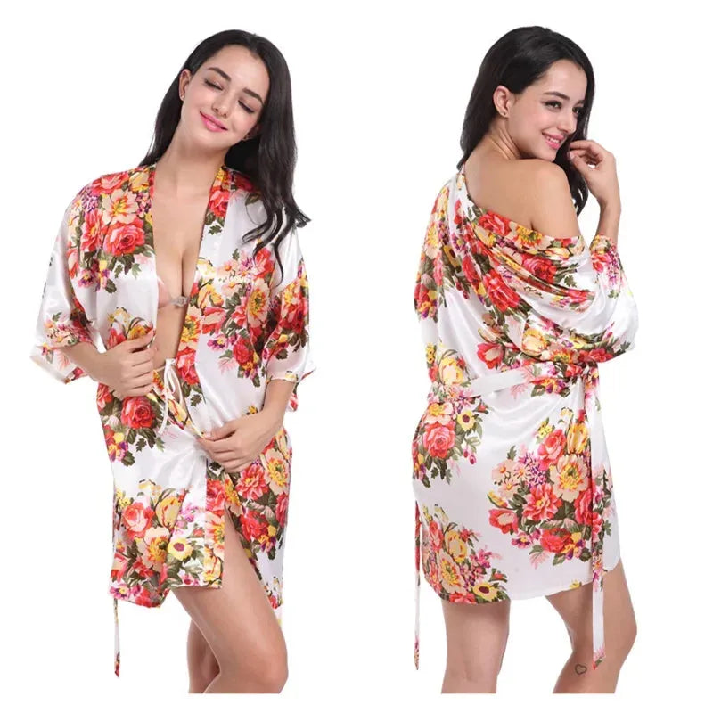 Peignoir kimono élégant pour femme style satin Peignoir et bain