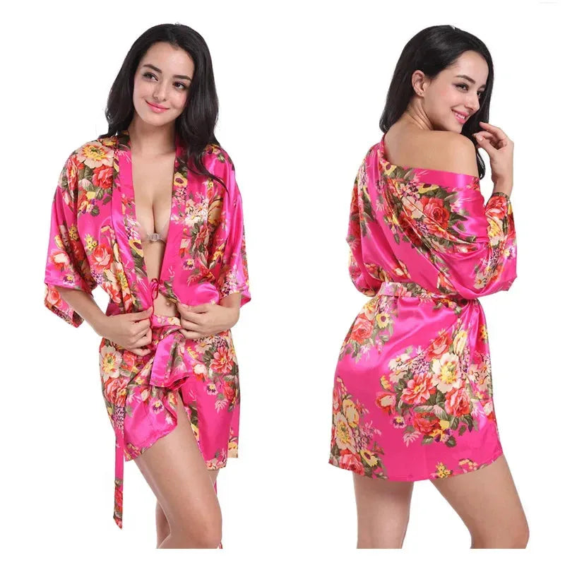 Peignoir kimono élégant pour femme style satin Peignoir et bain