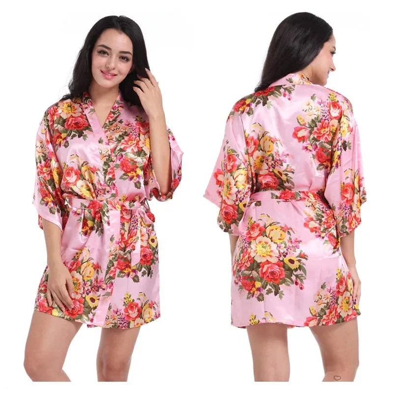 Peignoir kimono élégant pour femme style satin Peignoir et bain