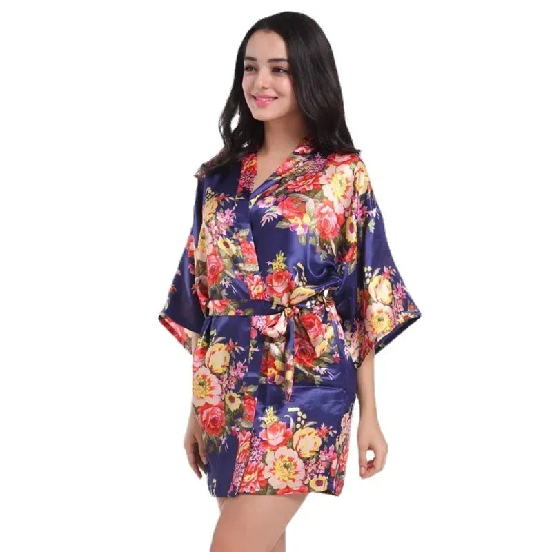Peignoir kimono élégant pour femme style satin Peignoir et bain