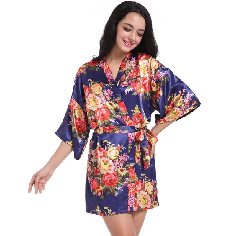Peignoir kimono élégant pour femme style satin Peignoir et bain