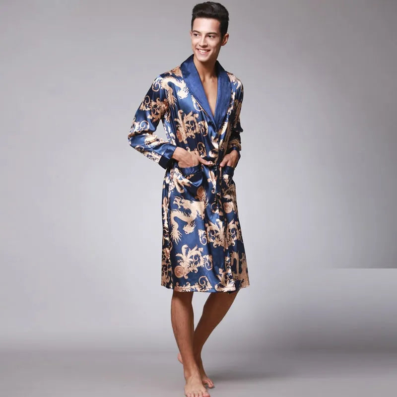 Peignoir kimono élégant pour homme élégant bleu / xxl Peignoir et bain