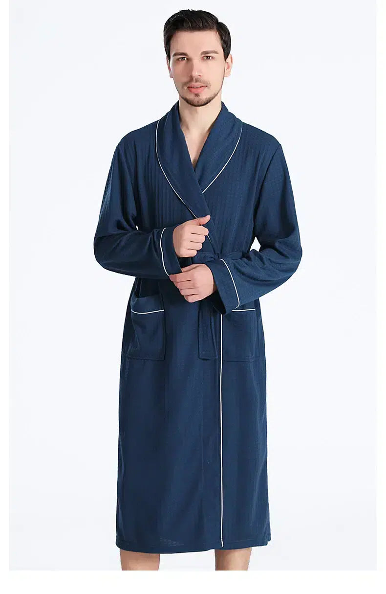 Peignoir kimono élégant pour intérieur homme bleu / M (45-55kg) Peignoir et bain