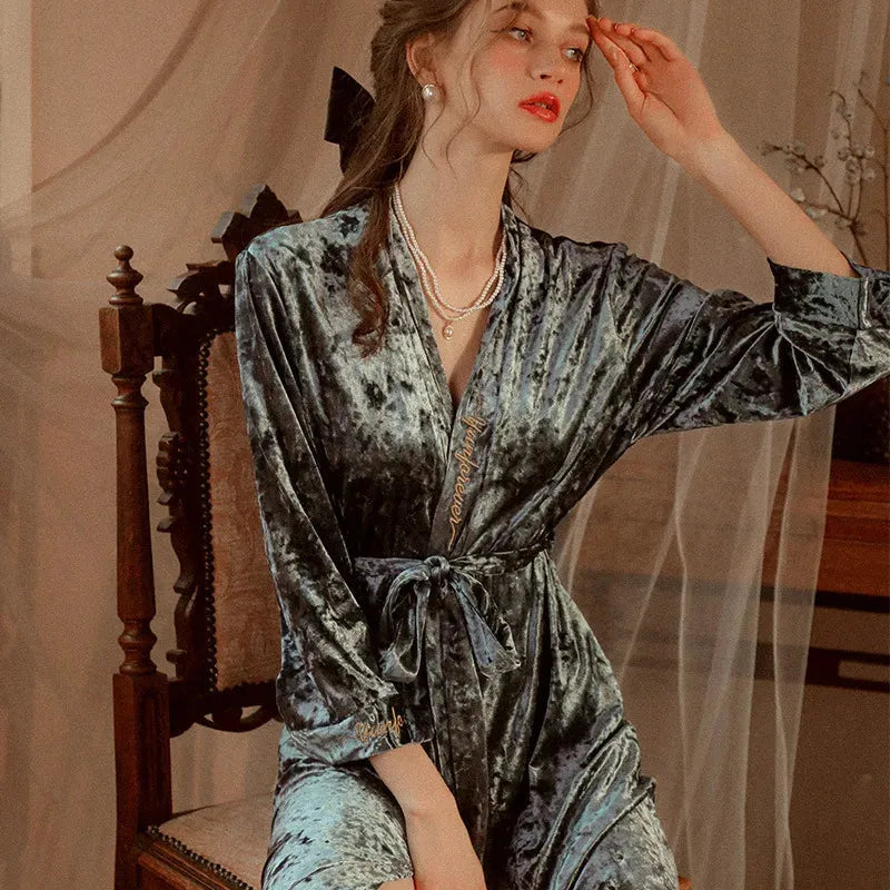 Peignoir kimono élégant pour moments cocooning gris / s Peignoir et bain