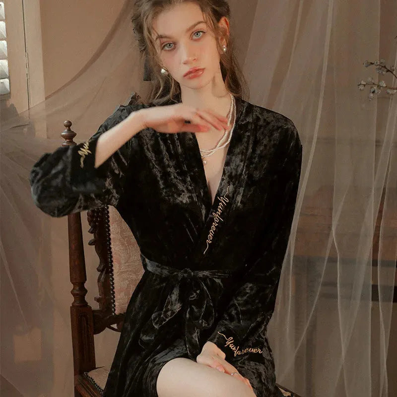 Peignoir kimono élégant pour moments cocooning noir / s Peignoir et bain