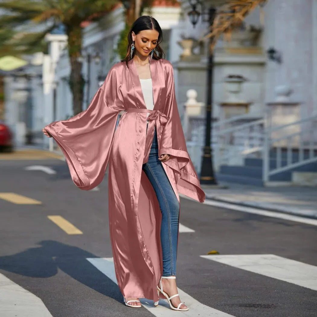 Peignoir kimono élégant pour soirées cocooning rose Peignoir et bain