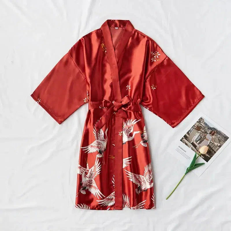 Peignoir kimono élégant rouge pour femme s Peignoir et bain
