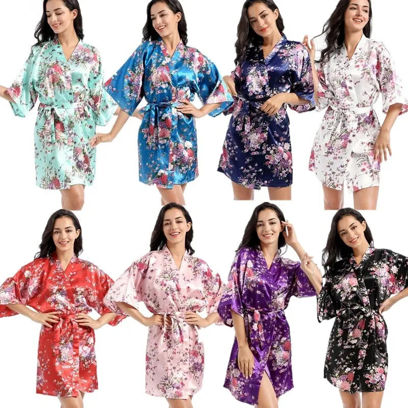 Peignoir kimono fleuri élégant pour femme Peignoir et bain