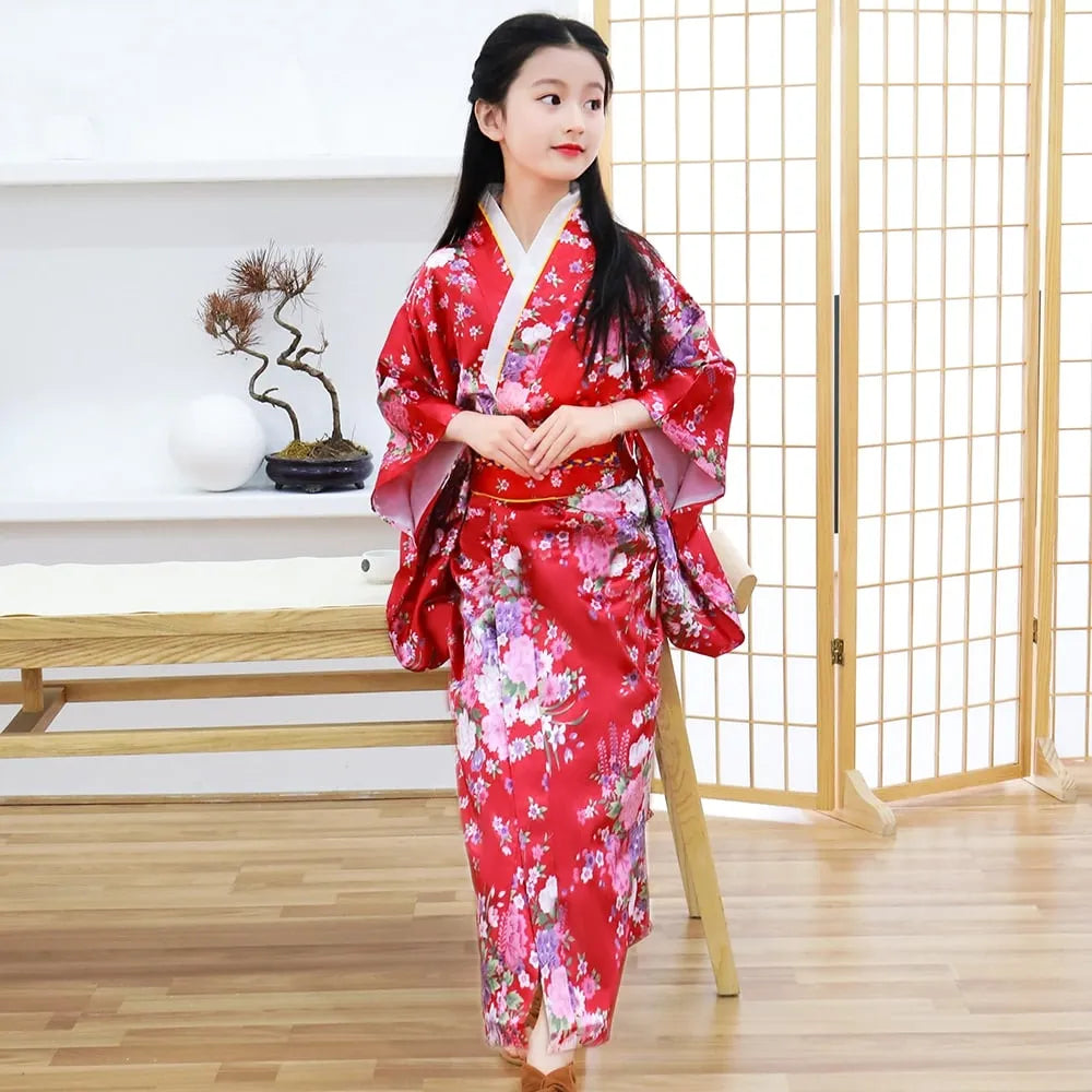 Peignoir kimono fleuri élégant pour jeune fille s Peignoir et bain