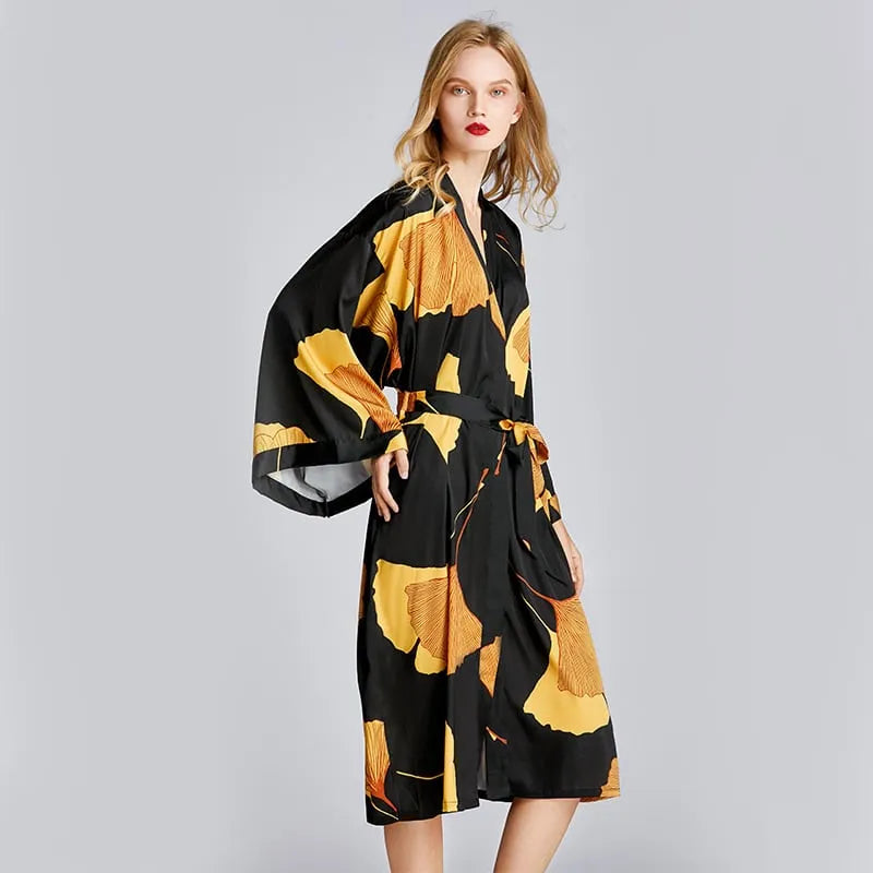Peignoir kimono floral ample femme style détente Peignoir et bain