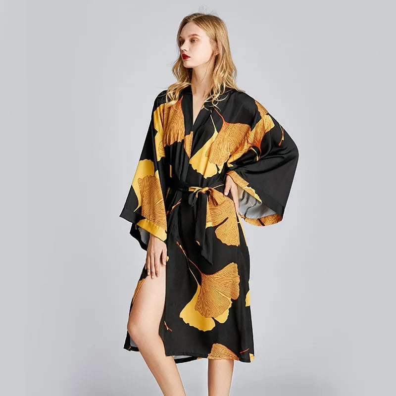 Peignoir kimono floral ample femme style détente Peignoir et bain