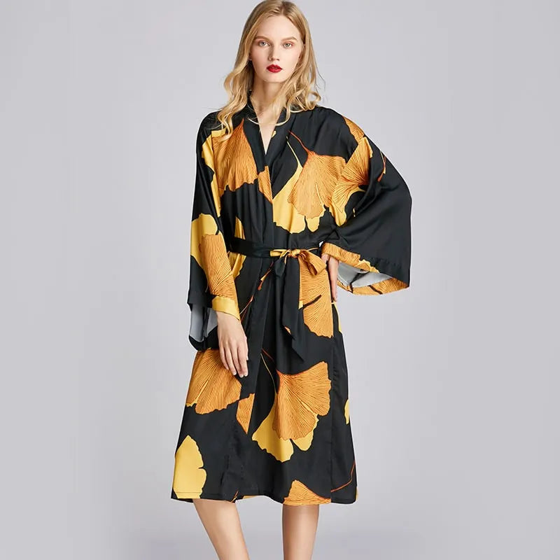 Peignoir kimono floral ample femme style détente Peignoir et bain