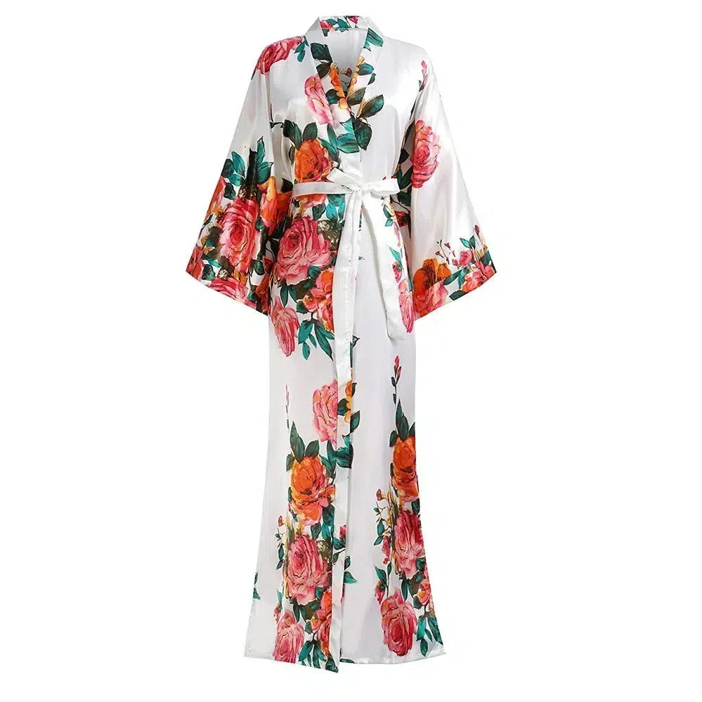 Peignoir kimono floral élégant rose pour femme Taille unique Peignoir et bain