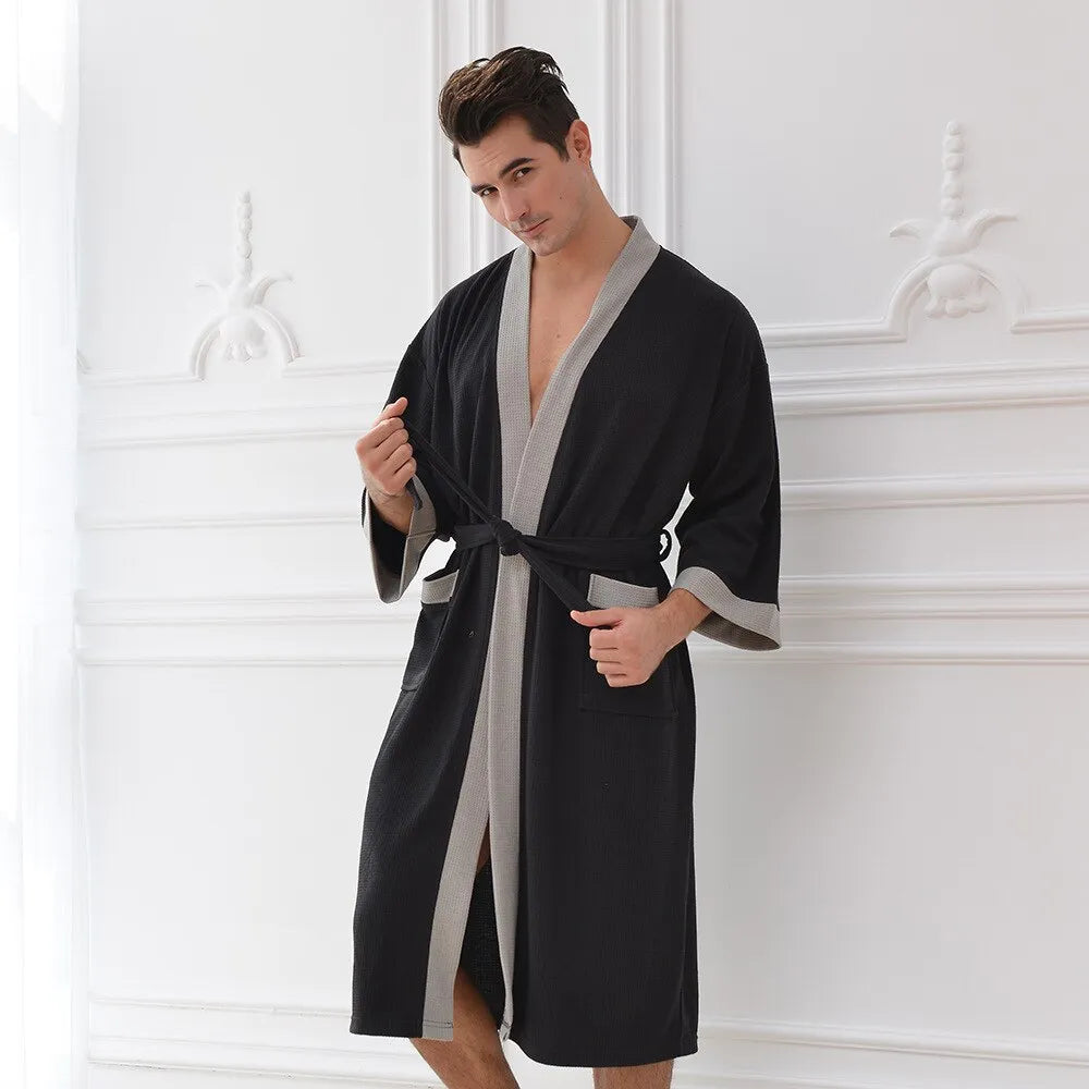 Peignoir kimono léger et élégant pour homme beige / xxl Peignoir et bain