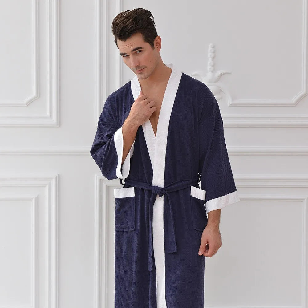 Peignoir kimono léger et élégant pour homme bleu / xxl Peignoir et bain