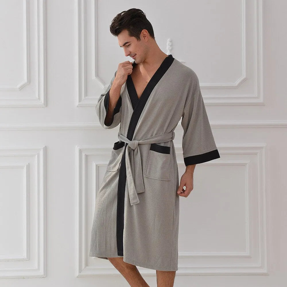 Peignoir kimono léger et élégant pour homme gris / m Peignoir et bain