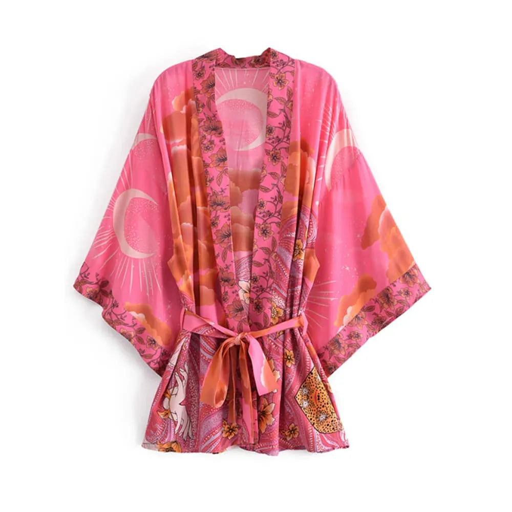 Peignoir kimono léger rose pour nuits douces l Peignoir et bain