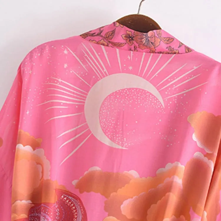 Peignoir kimono léger rose pour nuits douces m Peignoir et bain