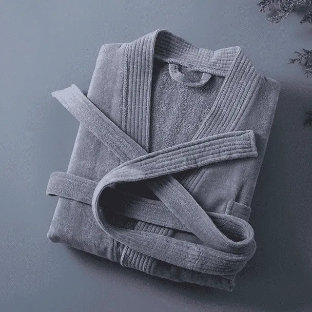 Peignoir kimono mixte confortable pour détente maison Gris / M (40-60kg) Peignoir et bain