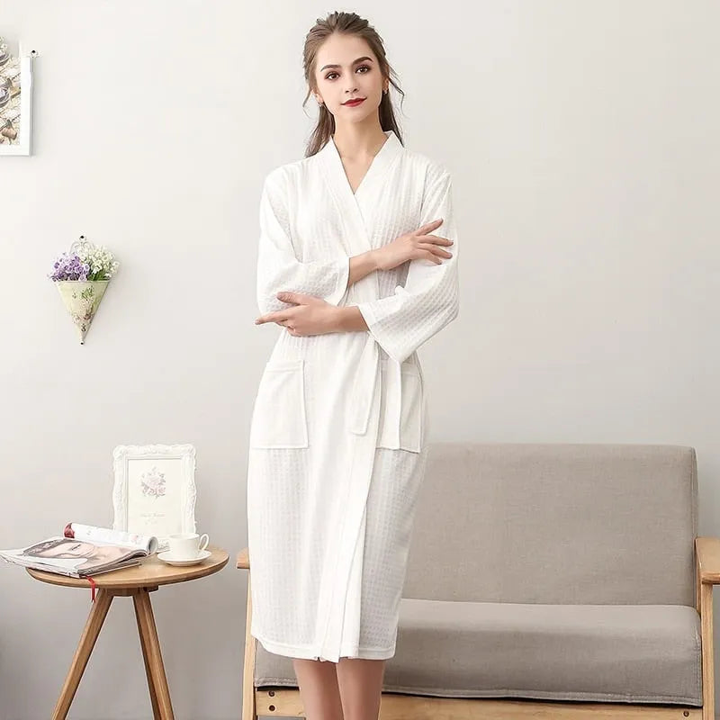 Peignoir léger d'été style nid d'abeille pour femme blanc / m Peignoir et bain