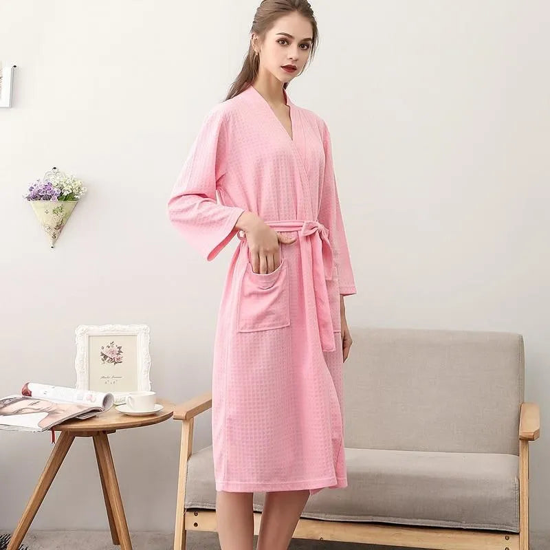 Peignoir léger d'été style nid d'abeille pour femme rose / l Peignoir et bain