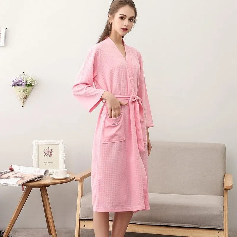 Peignoir léger d'été style nid d'abeille pour femme rose / xl Peignoir et bain