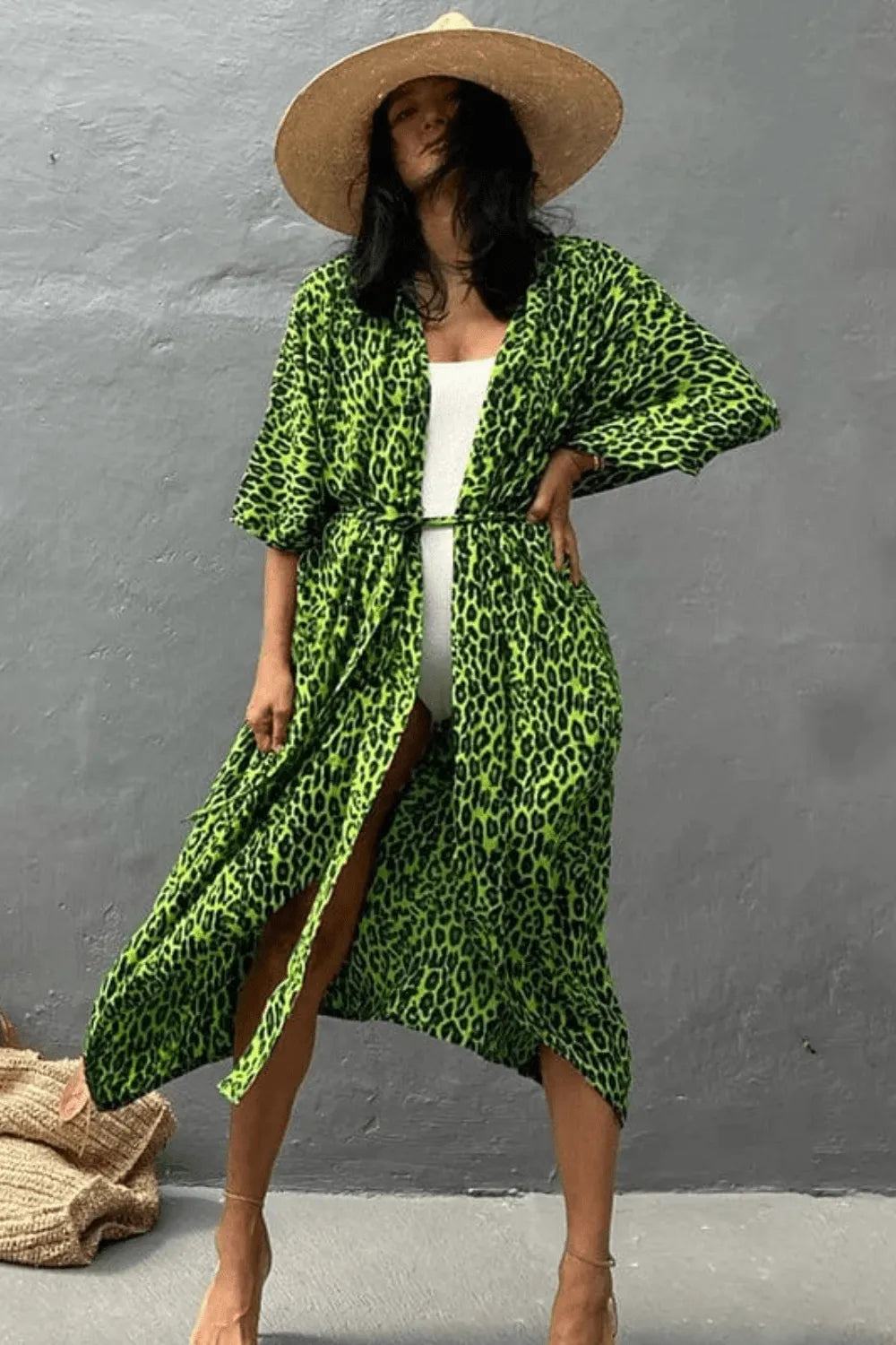 Peignoir léger estival pour détente bord de mer Vert / Taille unique Peignoir et bain