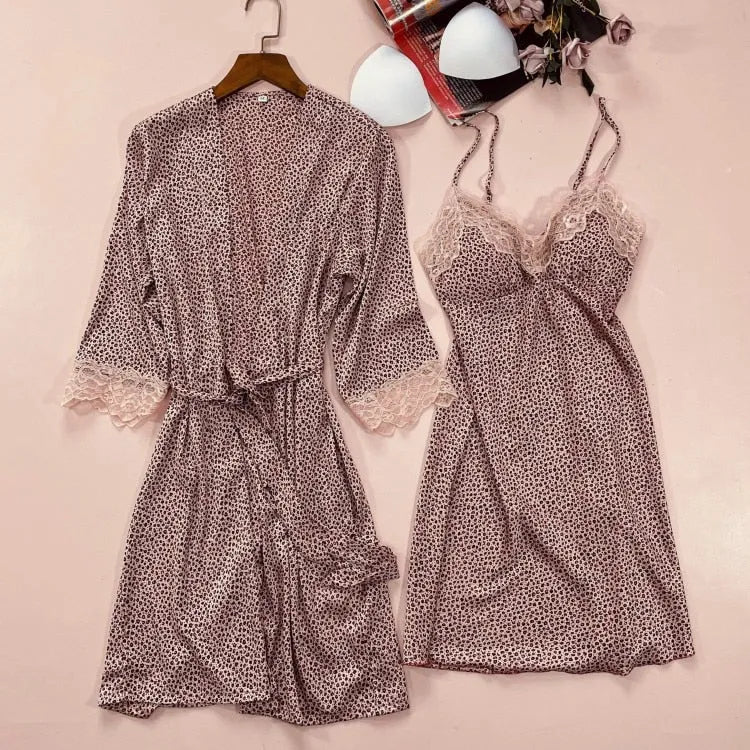 Peignoir léopard coloré tendance pour femme marron / l Peignoir et bain