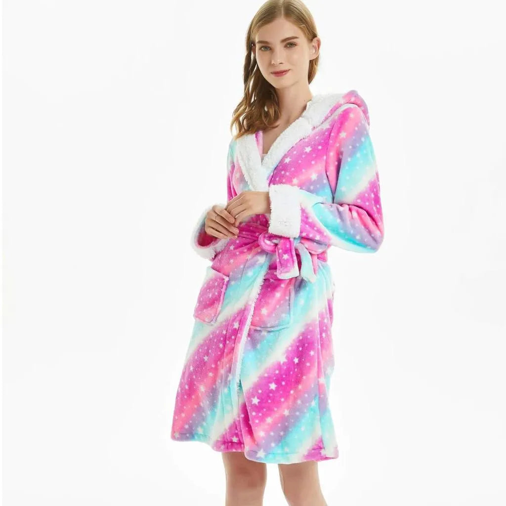 Peignoir licorne étoilé douillet pour femme s Peignoir et bain