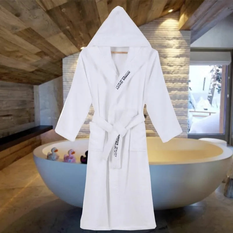 Peignoir long avec capuche confortable pour homme blanc / m Peignoir et bain