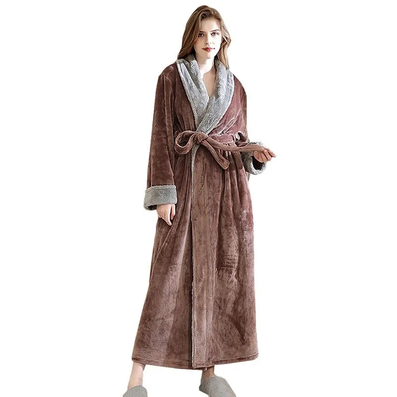 Peignoir long d'hiver doux en polaire pour femme marron / s Peignoir et bain