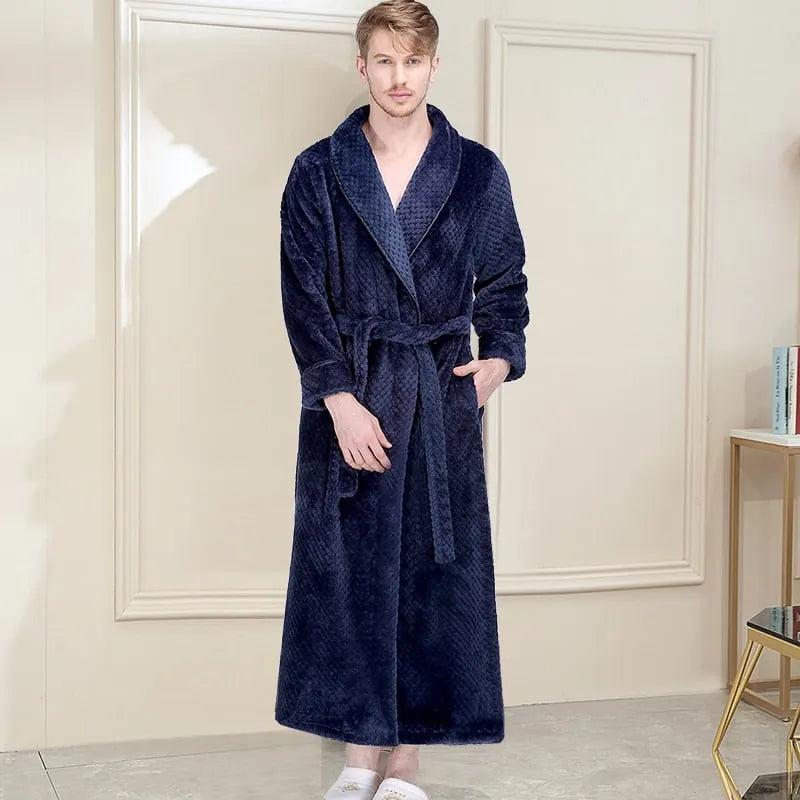 Peignoir long douillet idéal pour l'hiver bleu / l Peignoir et bain