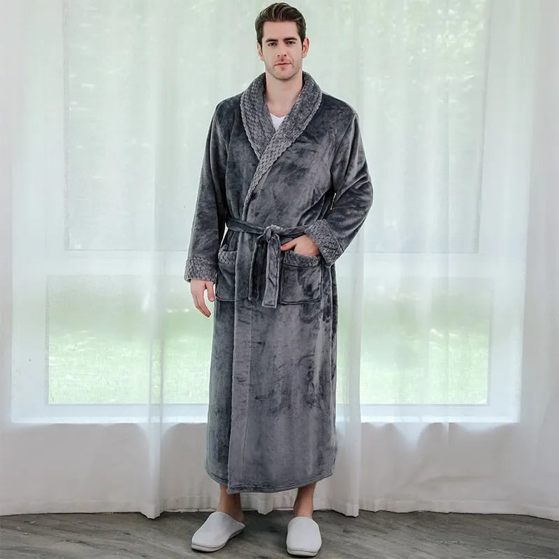 Peignoir long douillet idéal pour l'hiver gris / xl Peignoir et bain