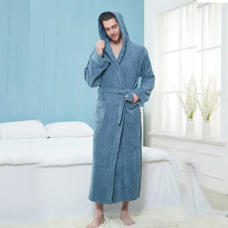 Peignoir long élégant à capuche pour homme Peignoir et bain