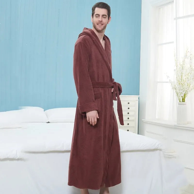Peignoir long élégant à capuche pour homme rouge / m Peignoir et bain