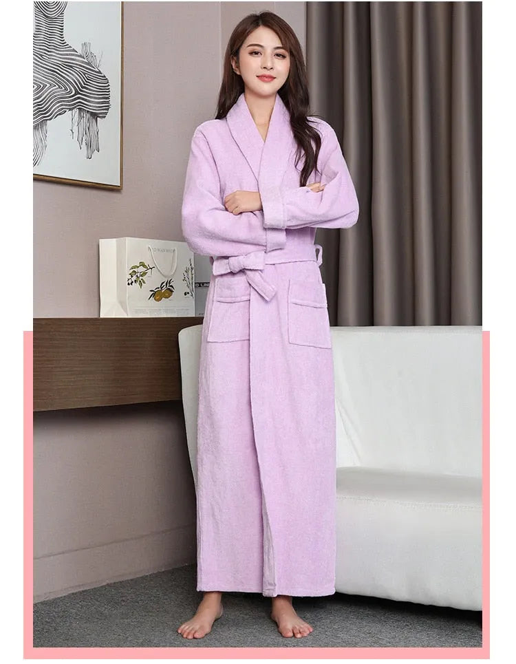 Peignoir long en coton doux pour femme violet / l Peignoir et bain