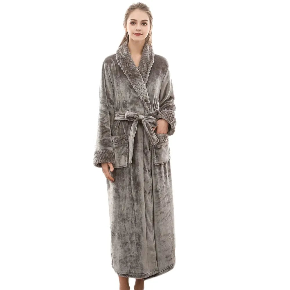 Peignoir long en peluche ultra confortable hiver gris / xl Peignoir et bain