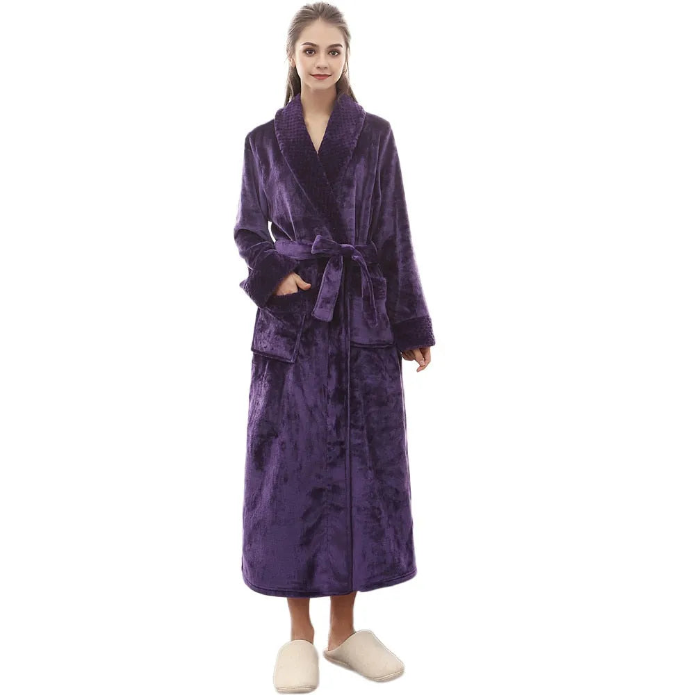 Peignoir long en peluche ultra confortable hiver violet / m Peignoir et bain