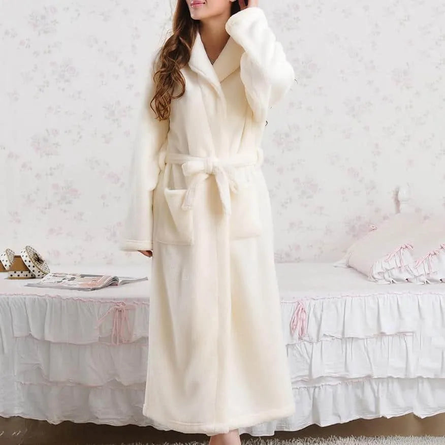 Peignoir long et chaud d'hiver pour femme Peignoir et bain
