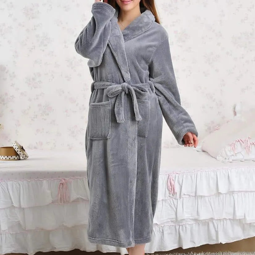 Peignoir long et chaud d'hiver pour femme Peignoir et bain