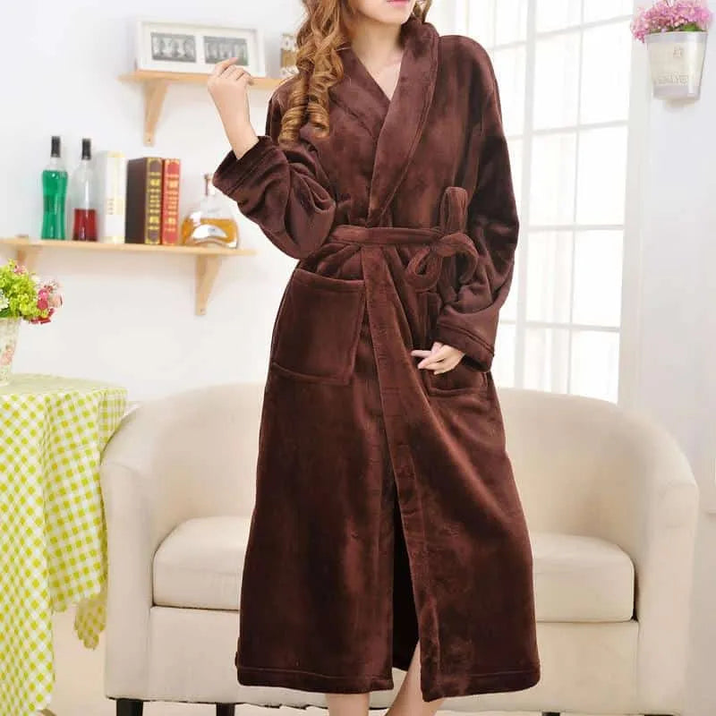 Peignoir long et chaud d'hiver pour femme Peignoir et bain