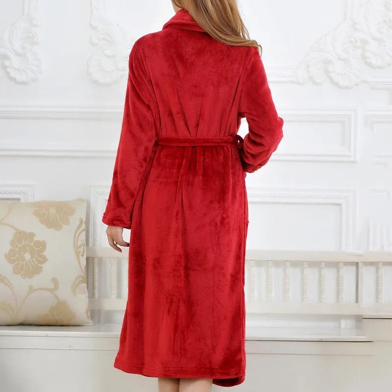 Peignoir long et chaud d'hiver pour femme Peignoir et bain